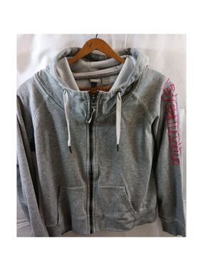 Large Bench Zip Up Women's Hoodie Sweater Pullover Grey With Arm Logo